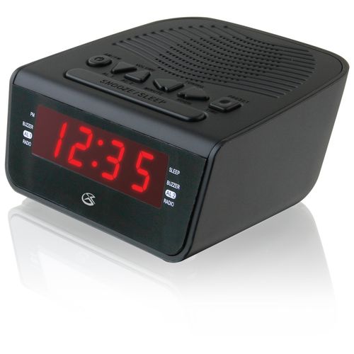 GPX C224B Dual Alarm Clock AM/FM Radio with Red LED Display (Black)