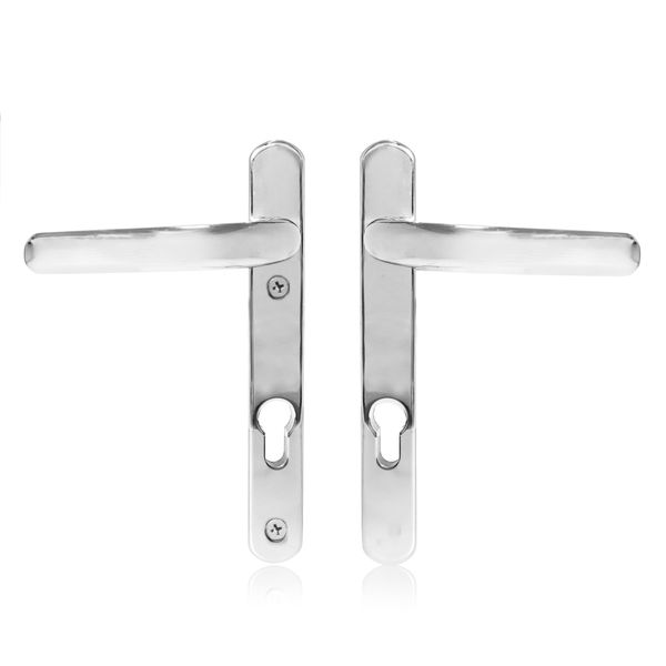 Schlosser Technik Ultra UPVC Door Handle Sprung 92PZ 122mm Screw Centres Double Glazing Pair Set (Polished Chrome)