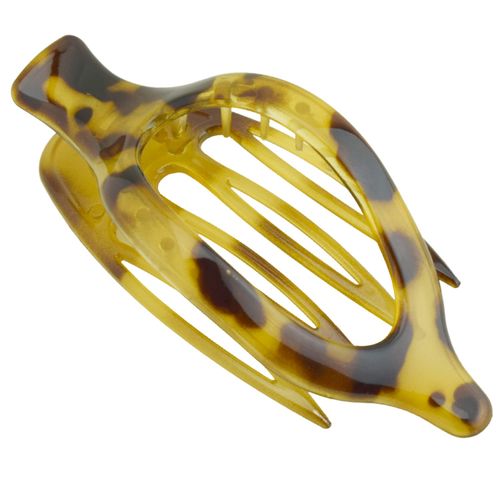 Parcelona French Wide Beak Celluloid Large Side Slide Hair Clips Volume Strong Hold No Slip Grip Girls Hair Claw Clips for Women Durable Styling Paris Hair Accessories, Made In France (Light Shell)