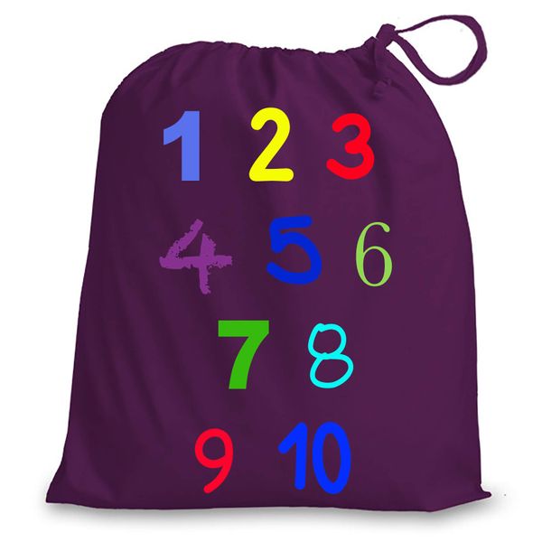 Busy Hands & Feet Numbers Counting Purple Drawstring Bag