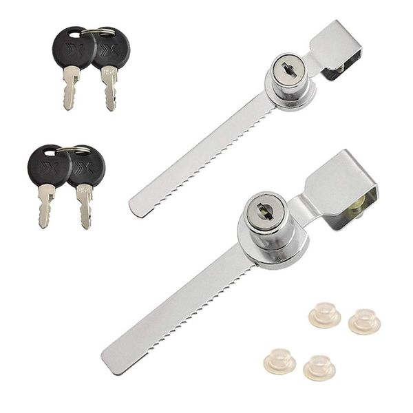 2 Set Sliding Glass Door Ratchet Lock Cabinet Door Locks for Drawer Display Case with 4 Keys