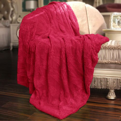 Home Soft Things Red Herringbone Brushed Throw Blanket, 50'' x 60'', Chili Pepper, Lightweight Fluffy Plush Comfy Cozy Couch Bed Covers Suitable for Kids Adults Friends Home Décor