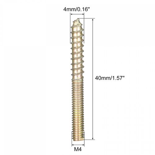 TOP-VIGOR 20Pcs M4x40mm Hanger Bolts, Double Headed Bolts Self Tapping Screw, Double Ended Dowel Screws, Screw Dowels Hanger, Threaded Lag Wood Screws and Machine Bolts for Wood Joint Furniture