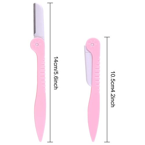 FEPITO 10 Pcs Eyebrow Razors Eyebrow Trimmer Facial Hair Remover for Women and Men, 5 Pcs Unfoldable Eyebrow Razors and 5 Pcs Foldable Eyebrow Razors