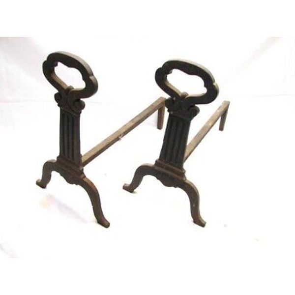 Antique Cahill Cast Iron Ornate Skeleton Key Fireplace Andiron Fire Box Place