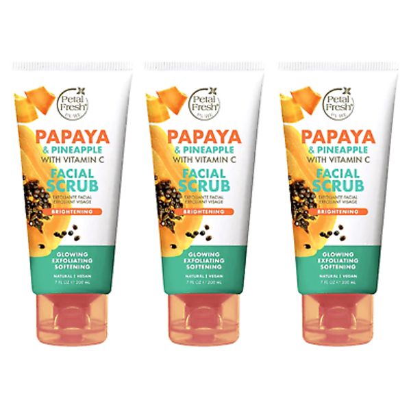 Lot 3pc New Petal Fresh Papaya & Pineapple Vitamin C Facial Scrub Vegan 200ml