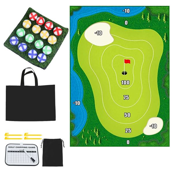 Golf Game Set - Velcro Golf Chipping Game Indoor Outdoor Golf Training Aids for Adults Family Kids Golf Mat Practice Golf Balls for Garden