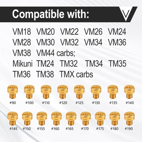 30 Pcs Main Jet and Pilot Slow Jet Kit Fits for VM18 VM20 VM22 VM26 VM24 VM28 VM30 VM32 VM34 VM36 VM38 VM44 Carbs