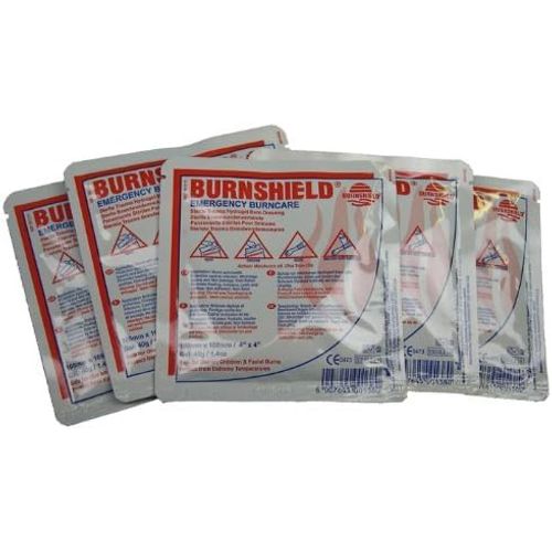 Pack of 5 Burnshield Emergency Strile Burn Dressing 10x10cm