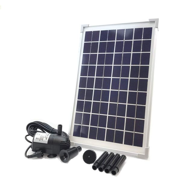 10W Solar Water Pump KIT: DC Brushless Submersible Water Pump 196 GpH with 18V 10W Solar Panel for Solar Fountain, Fish Pond, and Aquarium (No Backup Battery)