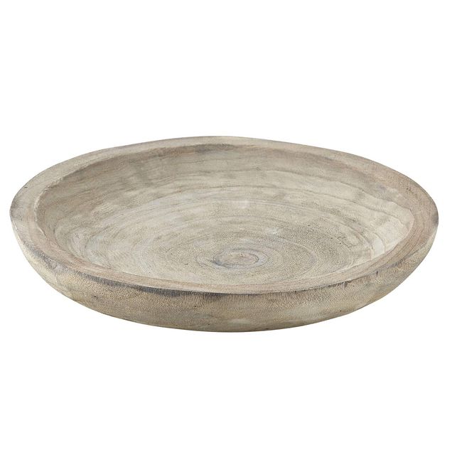 Santa Barbara Design Studio Table Sugar Hand Carved Paulownia Wood Serving Bowl, Medium, Grey,8 cubic inches