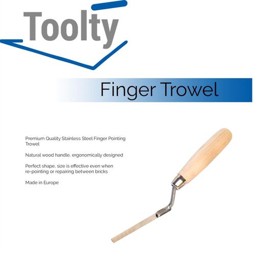 Toolty Tuck Pointer Trowel, Stainless Steel Finger Pointing Trowel, Hand Tool - with Wooden Handle - 6mm - Bricklayer, DIY - TLTY-0314