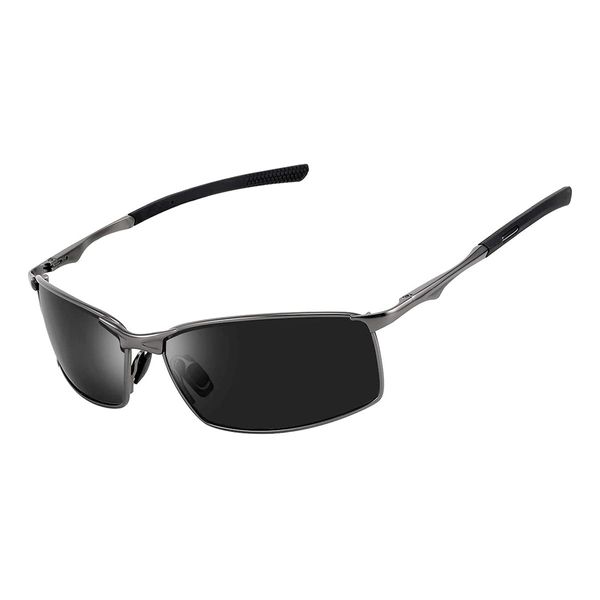 FEISEDY B1029 Men's Sunglasses, Polarized Sunglasses, UV 400 Protection, Ultra Lightweight, Driving/Bicycle/Fishing, black·grey