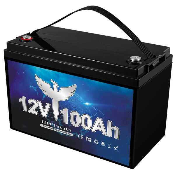 Elfhub 12V 100Ah LiFePO4 Lithium Battery For Boat RV Trolling Motor Solar