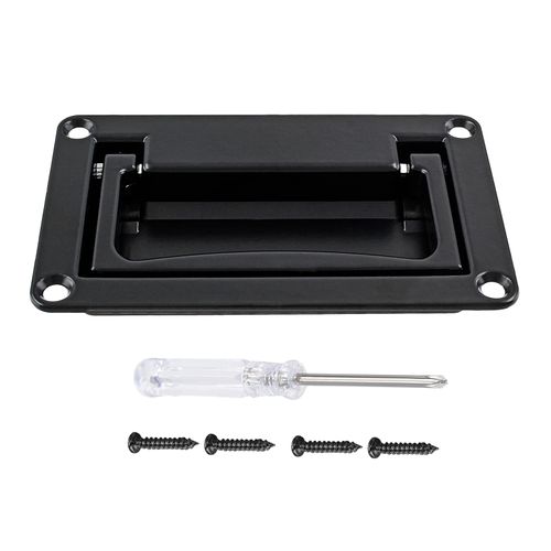 Biaungdo Concealed Recessed Pull Handle, Black Zinc Alloy Hidden Door Handle Flush Lift Recessed Flush Pull Hardware Container Handle for Cabinet Closet Drawers Doors(95mm x 60mm)