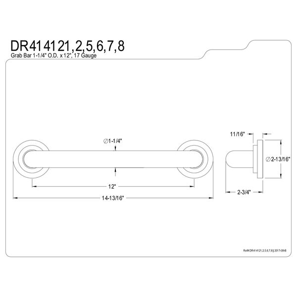 Kingston Brass DR414122 Designer Trimscape Manhattan Decor 12-Inch Grab Bar with 1.25-Inch Outer Diameter, Polished Brass