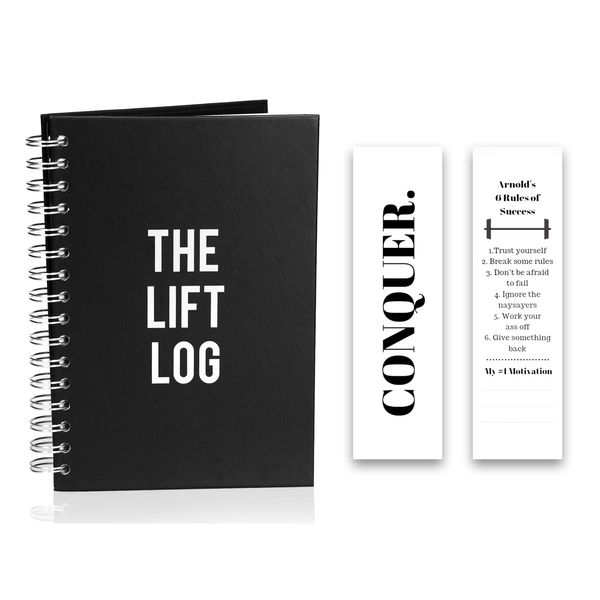 The Lift Log Workout Journal with Bookmark – 6 Month Daily Fitness Journal, Track Lifts, Cardio, Goals, Body Weight and More – Fitness Planner Workout Log Book with Metal Spiral Bound Hardcover