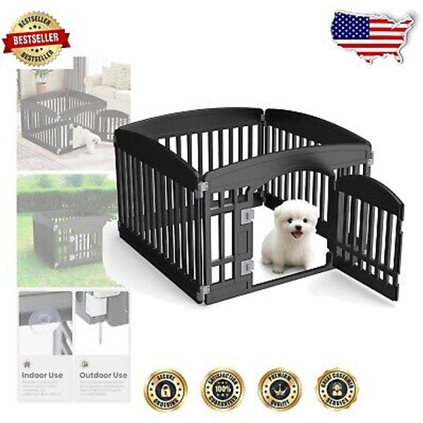 Versatile 6-Panel Dog Playpen, 24" | Lightweight & Durable Pet Barrier (Black)