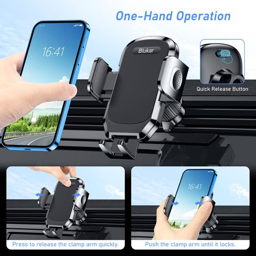 Blukar Mobile Phone Holder Car Ventilation Mobile Phone Holder for Cars 360° Rotatable Car Mount with Upgrade More Stable Hook Clip & One Button Release for iPhone, Galaxy and All 4.0-6.7 Inch