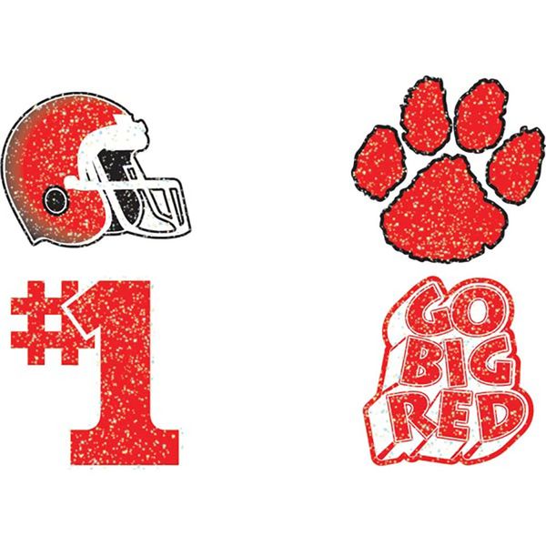 Anderson's Go Big Red Glitter Body Decals Assortment, 100 per Package, Tattoos, Cheek Cheers, Eyeblacks, Fan Gear, Sports Fan Gear,School Spirit, Football Cheerleader Accessories, Homecoming