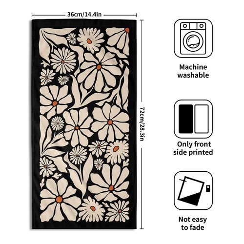 Black Daisy Hand Towels Set of 2 Boho Floral Decorative Absorbent Fingertip Towels Soft Kitchen Tea Dish Towels for Bathroom Home Gym Spa
