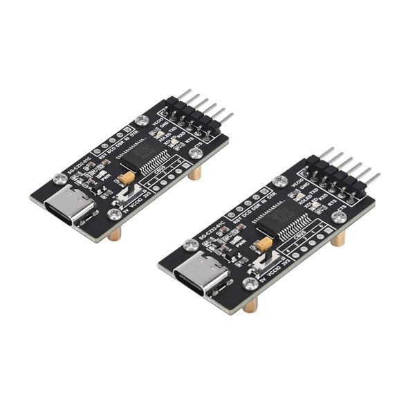 FT232RL USB-C to Serial Converter Adapter - USB 2.0 Type-C TTL Module with CTS/RTS Flow Control, 3.3V/5V Switch, Driver-Free for Windows/Linux/Mac OS (2pcs Pack)