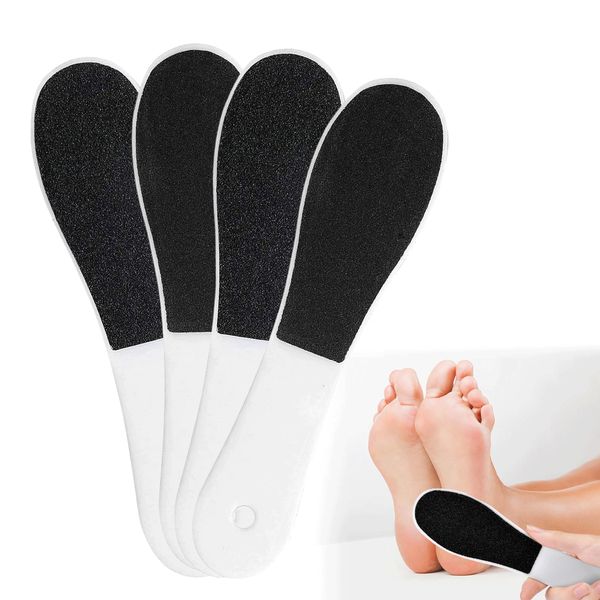 4PCS Foot File Double-Sided Callus Removal Hard Skin Dry Skin Remover Feet Foot Filer Effective Pedicure Tools for Dead Skin Removal Foot Scrubber with Plastic Handle for Wet and Dry Cracked Feet