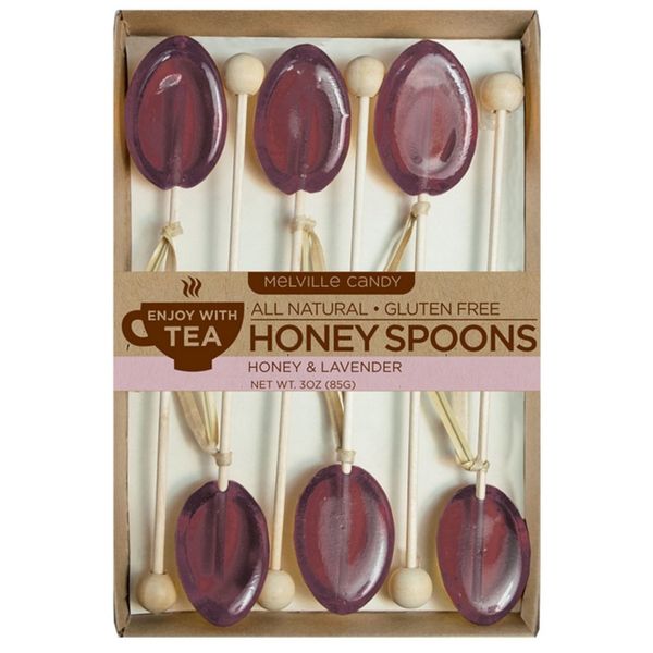 Melville Candy All Natural Tea Honey Spoons & Lollipops Gift Box (Lavender Honey Spoons)