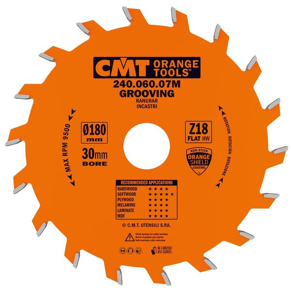 Cmt Orange Tools 240.060.07 M – Circular Saw Blade for Straight Groove Cutter 180 x 6 x 30 Teeth 18