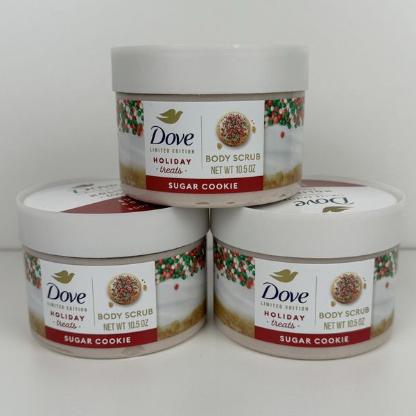 Dove Holiday Treats Body Scrub Set Of 3 Sugar Cookie LIMITED EDITION Lot