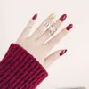 Yienate False Nails Red Round Head Gold Dust French Nails Fake Nails for Women and Girls 24Pcs (Red)