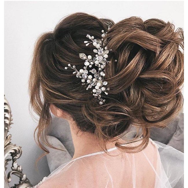 Unicra Braut Hochzeit Haar Rebe Kristall Haarschmuck Silber Perle Braut Stirnband für Frauen und Mädchen