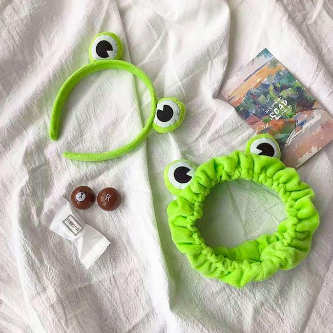 Whaline Frog Head Wrap & Hair Band Green Frog Eye Spa Headband Makeup Headband Elastic Stretchy Head Band St. Patrick's Day Hair Accessories for Face Washing Shower Sports Yoga Beauty Skincare