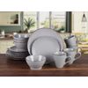 Elegant and Modern Stoneware Scroll Dinnerware Set for Parties - Gray, 16 Piece