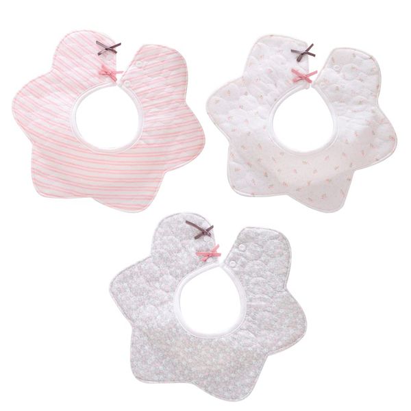 FEIFEI'S BOW 3 Pack BABY Toddler Boys Girls 360° Rotation waterproof BIBS bib Flower COTTON FEEDING Dribble Bandana Apron Weaning (Set01)