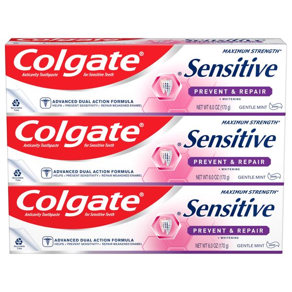 Colgate Sensitive Toothpaste, Prevent and Repair - Paste Formula (6 Ounce, 3 Count)