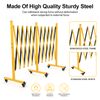 16FT Industrial Expandable Barricade Folding Security Gate with Wheels,Retrac.