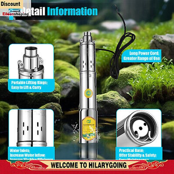 24V 370W Stainless Solar Water Pump Deep Well Solar Submersible Pump Durable New