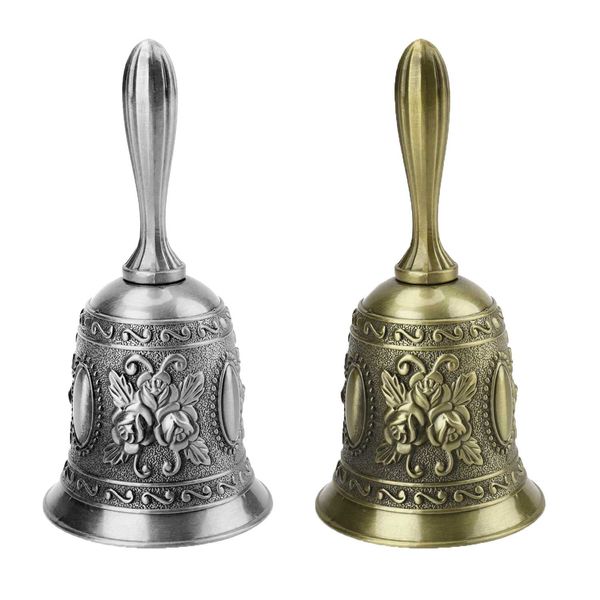 JINXIAN 2pcs Hand bell Classic Zinc Alloy Restaurant Service Bell Christmas Handbell Table Bell Meal Bell Handbell for Bell Warning Dinner Reception Hotel Service