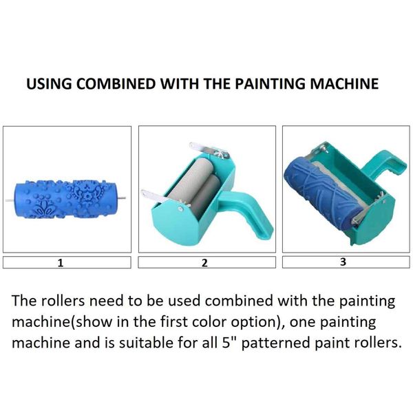 BUUEERR 5" Pattern Paint Roller Brush Sleeve Texture Stencil Wall Decor DIY Tools Decorative Texture Roller (Painting-Machine-Only)