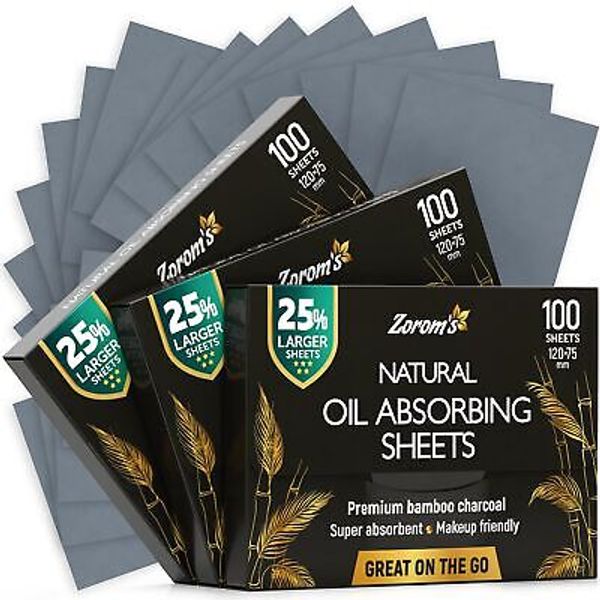 Natural Oil Blotting Sheets for Face with Bamboo Charcoal  25% Larger  3Pk300