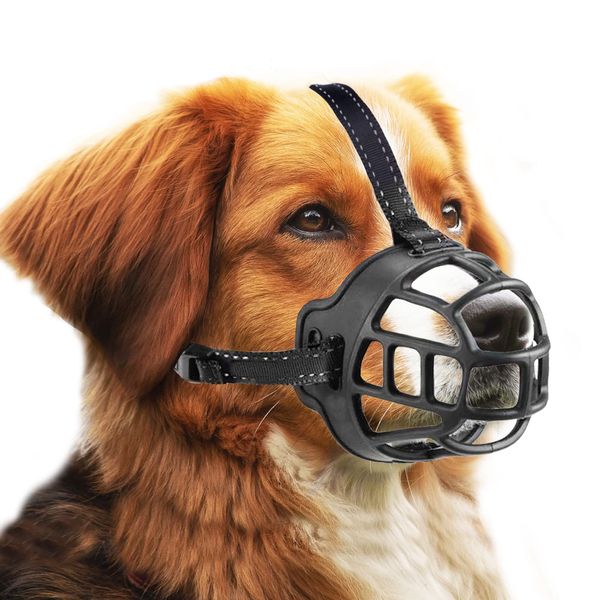 OHCOZZY Dog Muzzle, Basket Muzzle for Small, Medium and Large Dogs with Adjustable Straps (Size 2, Black)