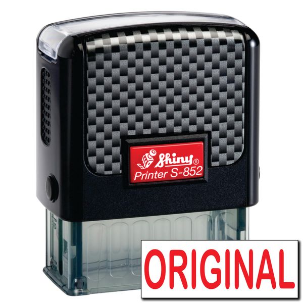 Shiny Original Stamp Self Inking Rubber Stamp, 1/2" by 1-1/2" Impression Area, Red Ink, Refillable