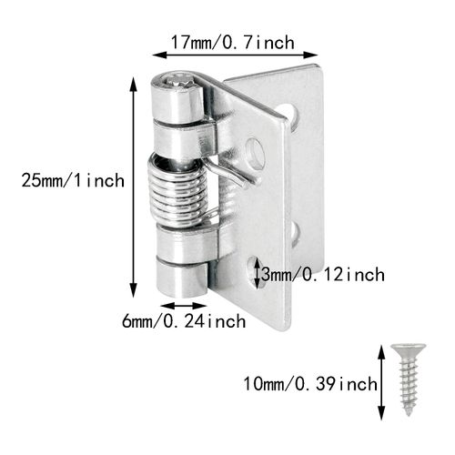 ITROLLE 10PCS 1-inch Spring Loaded Hinges Small Spring Iron Hinges Stainless Steel Spring Hinges Self Closing Push and Pull Two Way Hardware for Furniture Case Box with Screws