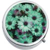 Teal Daises Medicine Vitamin Compact Pill Box