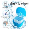 Denture Bath Case Orthodontic Dental Retainer Box Plastic False Teeth Bath Box Denture Cleanning Set Container Soaking Denture Bath for Storing Soaking Dentures Cleaning Box with Filter(Dark Blue)