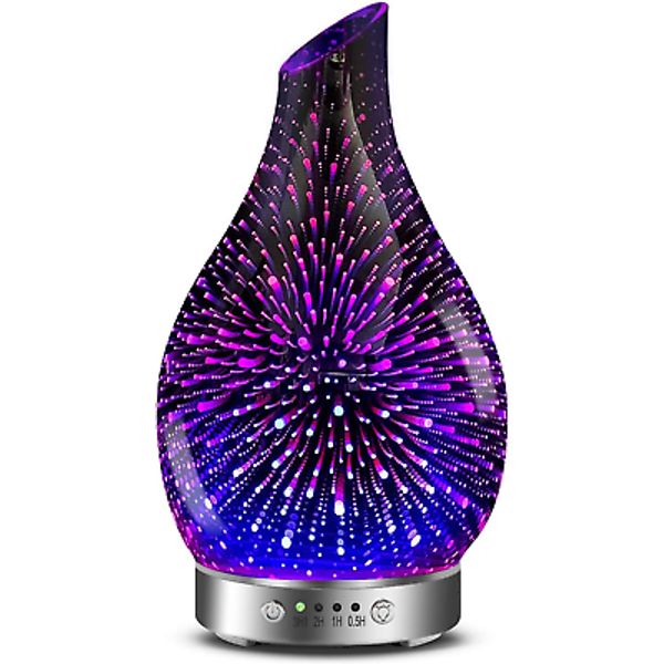 Essential Oil Diffusers Ultrasonic 3D Glass Aromatherapy Diffuser 7 Colors Light