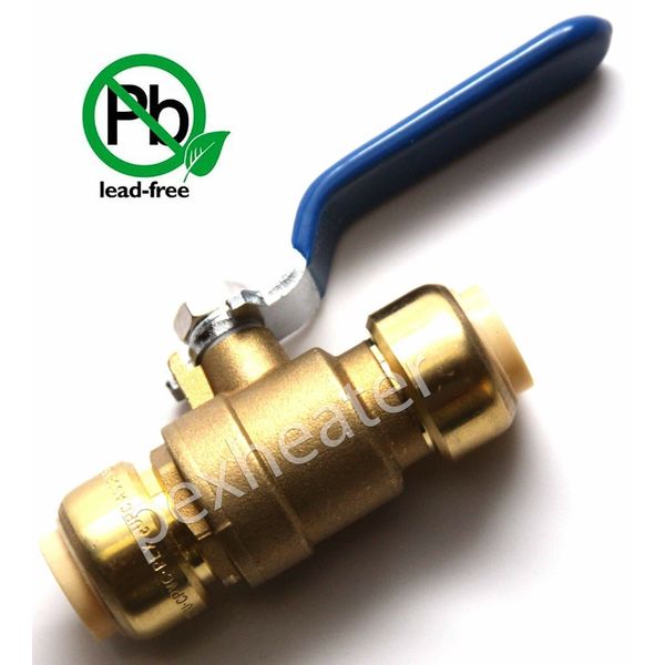 1/2" PUSH FIT BALL VALVE FULL PORT LEAD FREE BRASS WITH DISCONNECT CLIP TOOL