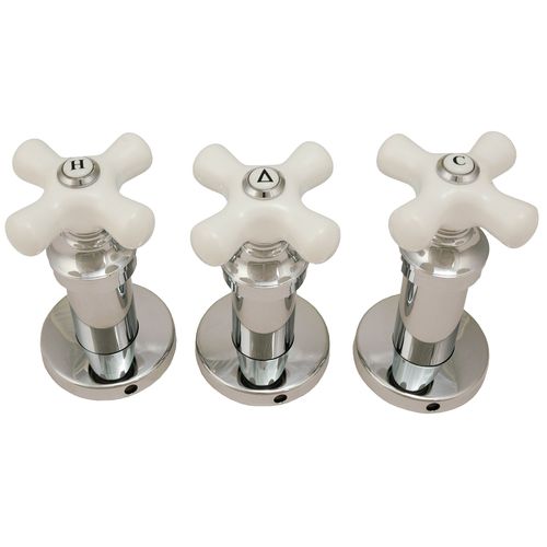 Shower Trim Kit Fits Price Pfister Crown Imperial Shower Faucet, with Porcelain Handles, Chrome Finish -By Plumb USA