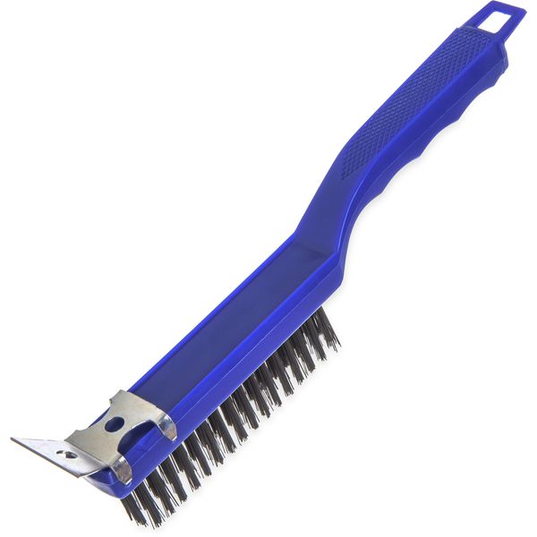 SPARTA 4067100 Flo-Pac Plastic Kitchen Brush, Grill Cleaning Brush, Griddle Brush With Scraper For Kitchen, Restaurant, Home , 11.38 Inches, Blue